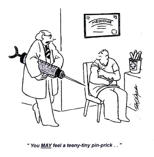 'You MAY feel a teeny-tiny pin-prick..'