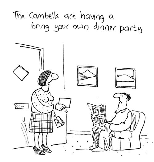 'The Cambells are having a bring your own dinner party.'