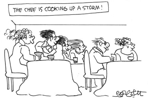 The chef is cooking up a storm!