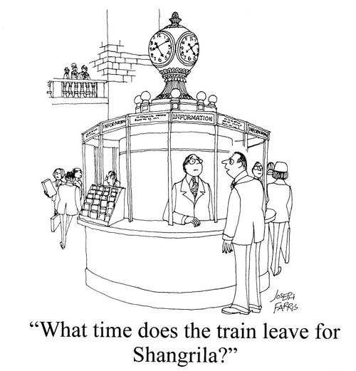 'What time does the train leave for Shangrila?'