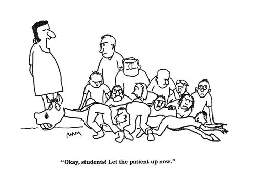 'Okay, students!  Let the patient up now.'