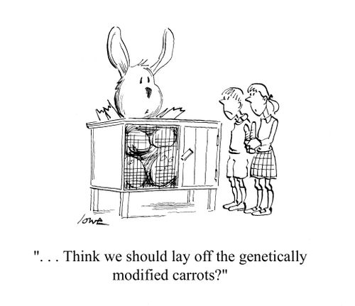 '...Think we should lay off the genetically modified carrots?'