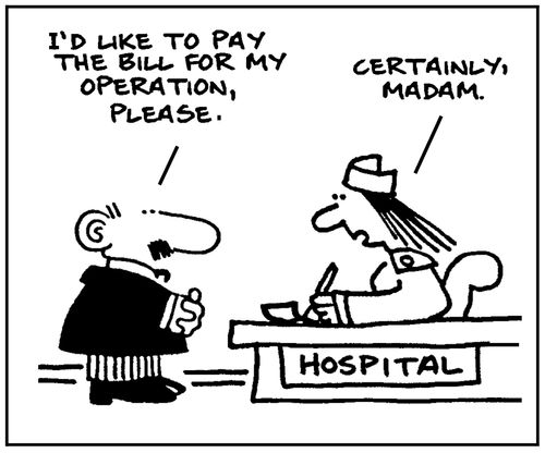 'I'd like to pay the bill for my operation, please.'