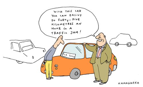 'With this car you can easily do forty-five kilometers an hour in a traffic jam!'