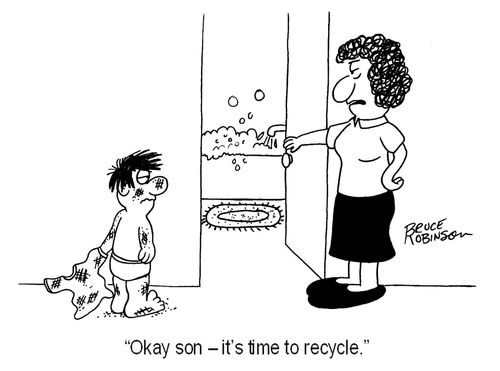 'Okay son - it's time to recycle.'