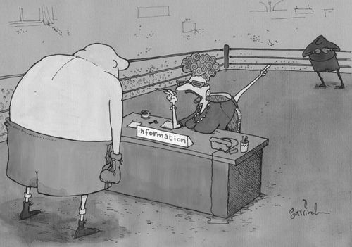 Information desk in a boxing ring.