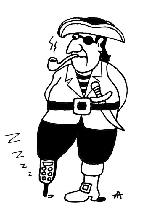 Pirate with a mobile phone peg leg.