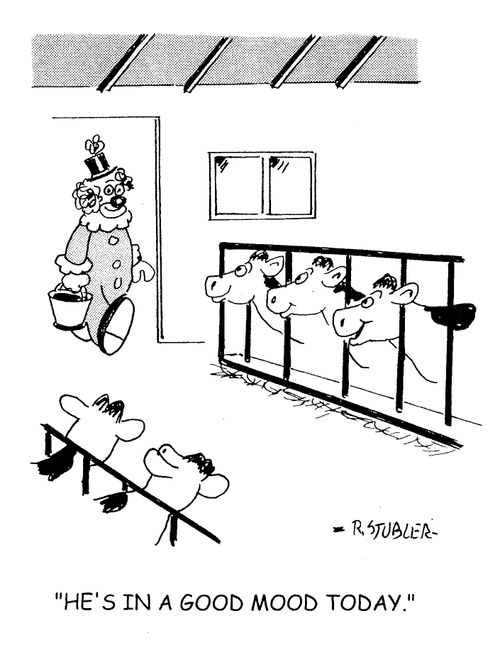 'He's in a good mood today.'