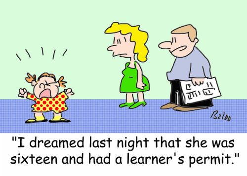 'I dreamed last night that she was sixteen and had a learner's permit.'