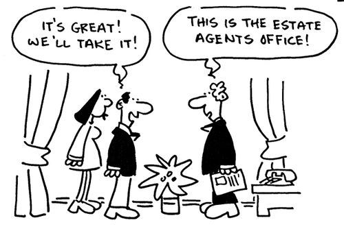 Couple wanting to buy the estate agents office.