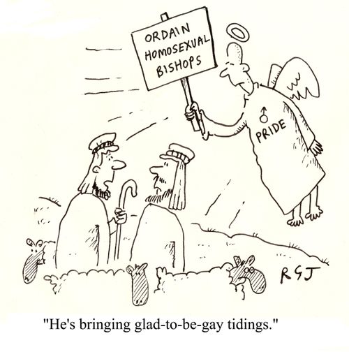 'He's bringing glad-to-be-gay tidings.'