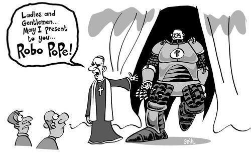 'Ladies and gentlemen...may I present to you..Robo pope!'