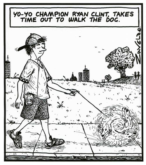 Yo-Yo Champion Ryan Clint, takes time out to walk the dog.