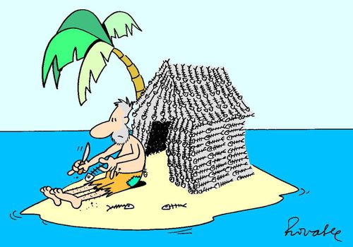 Castaway with a house made of fishbones.
