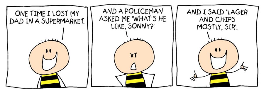 Billy strip: losing dad in a supermarket.