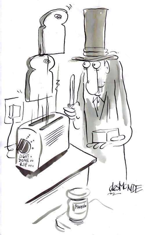 Undertaker with 'light', 'done', and 'RIP' settings on his toaster.