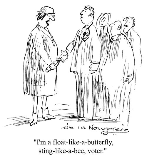 "I'm a float like a butterfly, sting like a bee, voter."