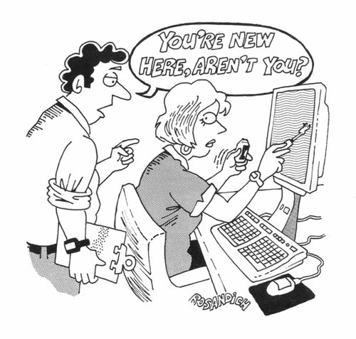 Woman putting correction fluid on a computer screen