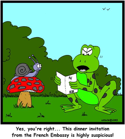 'Yes, you're right... This dinner invitation from the French Embassy is highly suspicious!'