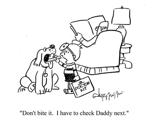 'Don't bite it. I have to check Daddy next.'