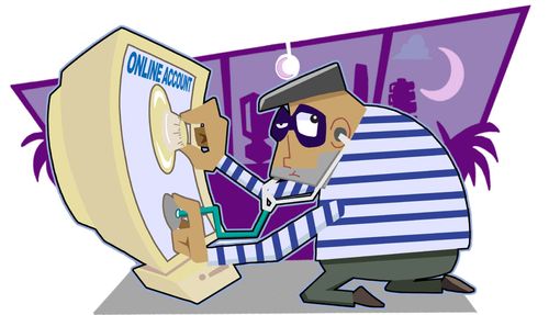 Robber trying to break into an online account.