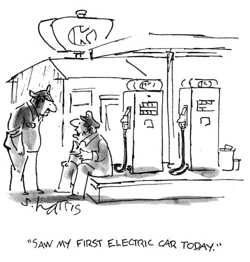 'Saw my first electric car today.'