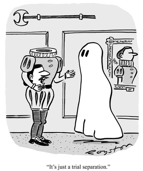 Beheaded ghost says to spook: 'It's just a trial separation.'