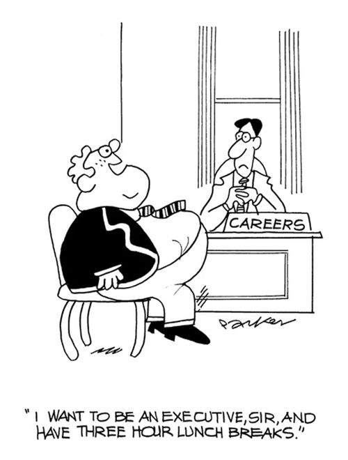 "I want to be an executive,sir, and have three hour lunch breaks."