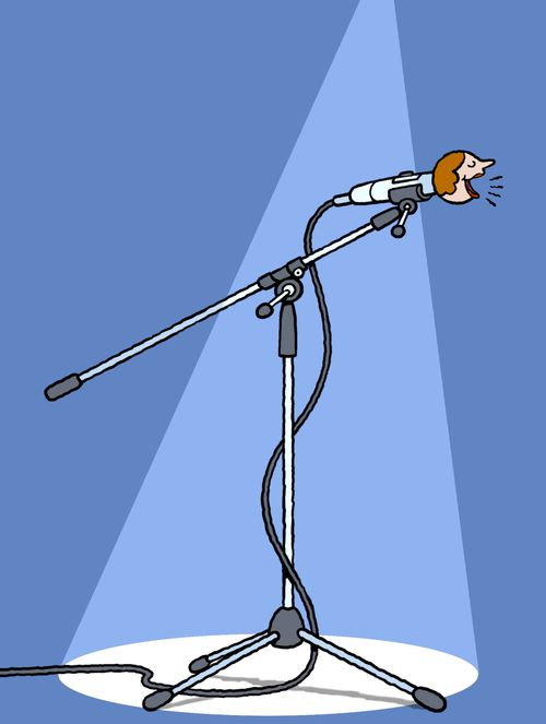 A singing microphone.