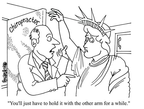 'You'll just have to hold it with the other arm for a while.'