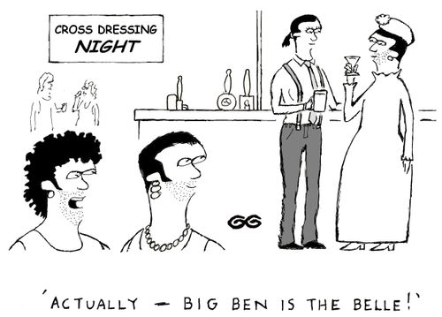 'Actually - big Ben is the belle!' (cross dressing night)