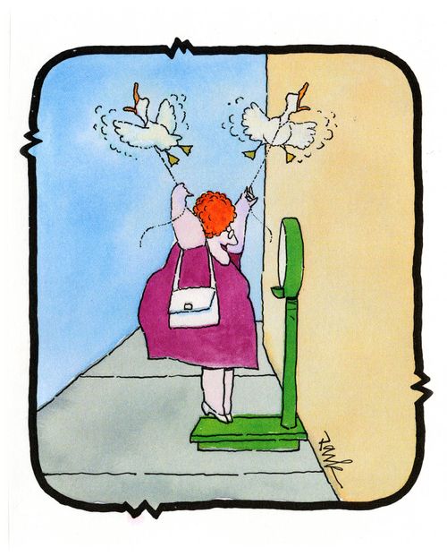 Overweight Woman Cheating On Scales.