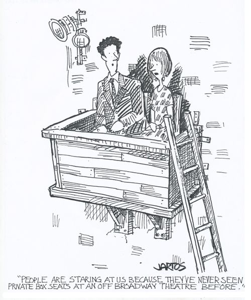'People are staring at us because they've never seen private box seats at an off broadway theatre before.'