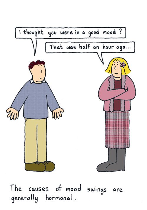 The causes of mood swings are generally hormonal.