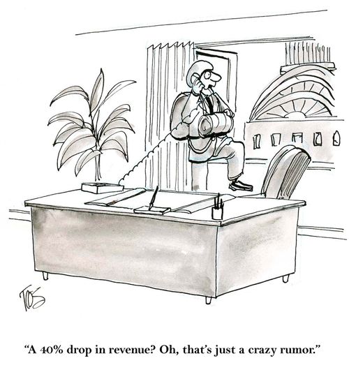 'A 40% drop in revenue? Oh, that's just a crazy rumor.'