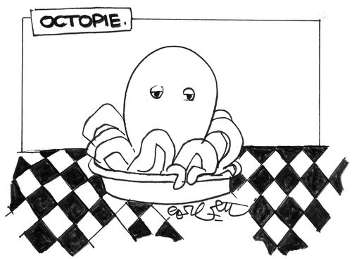 Octopie: octopus in a pie pan.