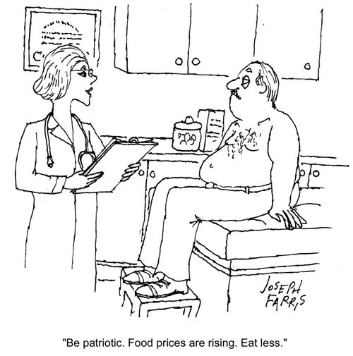 'Be patriotic. Food prices are rising. Eat less.'