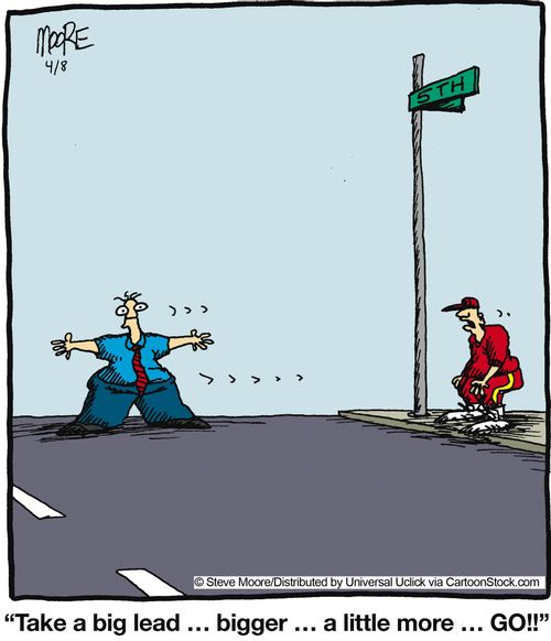 'Take a big lead...bigger...a little more...go!'