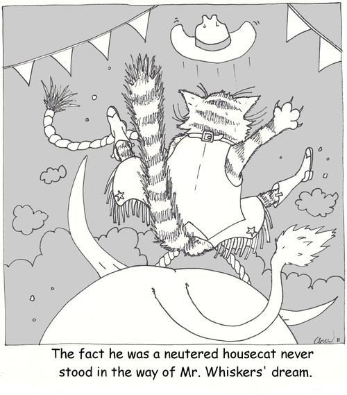 The fact he was a neutered housecat never stood in the way of Mr. Whiskers' dream.