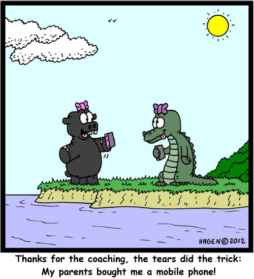 'Thanks for the coaching, the tears did the trick: My parents bought me a mobile phone!'