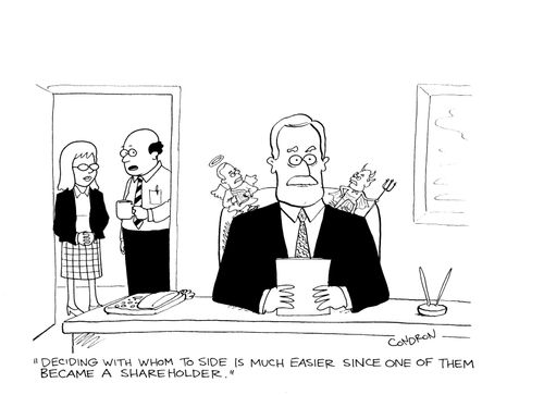 'Deciding with whom to side is much easier since one of them became a shareholder.'