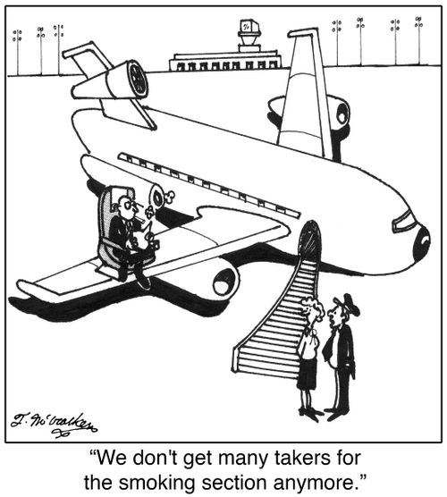'We don't get many takers for the smoking section anymore.'