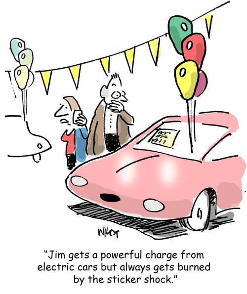 'Jim gets a powerful charge from electric cars but always gets burned by the sticker shock.'