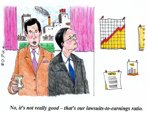 'No, it's not really good - that's our lawsuits-to-earnings ratio.'