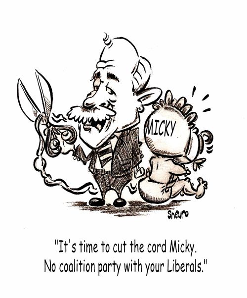 Jack Layton: 'It's time to cut the cord Micky. No co'alition party with your Liberals.