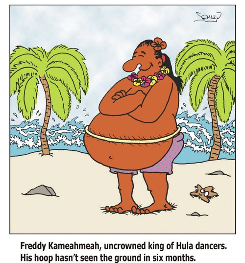 'Freddy Kameahmeah, uncrowned king of Hula dancers. His hoop hasn't seen the ground in six months.'