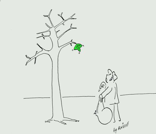 Park cleaner orders leaf to come down.