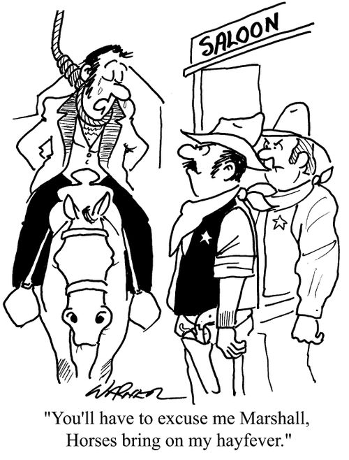"You'll have to excuse me. Horses bring on my hayfever."