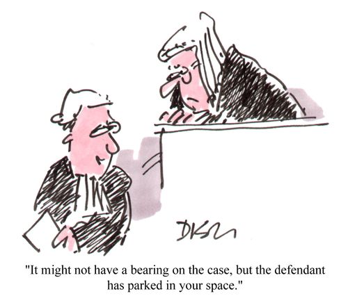 "It might not have a bearing on the case- but the defendant has parked in your space."