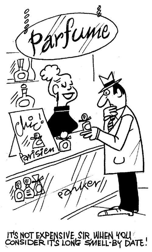 "It's not expensive, sir, when you consider it's long smell-by date!"